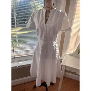 TORY BURCH white black stripe fit and flare dress size small (DR100